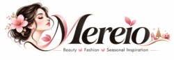 Mereio logo featuring elegant feminine beauty illustration with Beauty, Fashion, and Seasonal Inspiration branding